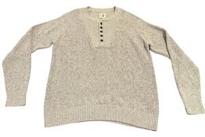 RedHead Brand Co Mens XL Henley Sweater Beige Cotton Chunky Knit Grandpacore